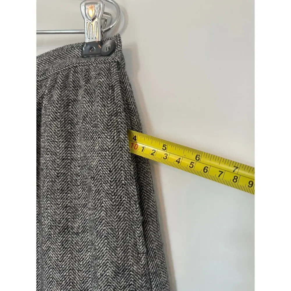 Pendleton Vintage Large Gray Wool Herringbone Pencil Midi Skirt Academia Office - Picture 6 of 8